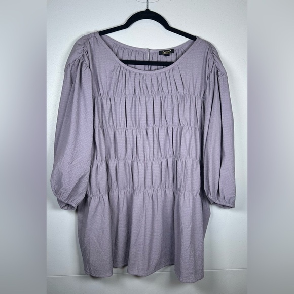 ODDY Smocked 3/4 Puff Sleeve Lavender Blouse. Size 2X - Picture 1 of 8